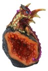 Metallic Red Iridescent Wyrmling Dragon On Faux Geode Crystal Rock Figurine 4 h