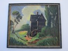 Antique Vintage Black Americana Painting Old Landscape Signed Rodda Regionalism 