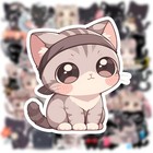 Zyvsyldrin 50pcs Cute Cat Stickers For Kids Girls Teen Adults  Grey black 