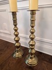 Vintage Large Tall Brass Floor Pillar Candlesticks Pair Altar Candle Holders 25   