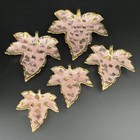Vtg Mcm Ceramic Stacking Pink   Gold Maple Leaf Nesting Trinket Dish Set