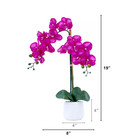 19 In  Pink Artificial Purple Orchid Floral Arrangement With Decorative Vase