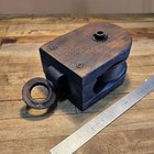Vintage Block Tackle Pulley Wood   Cast Iron Pulley Nice  Rare Wood    usa