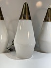 Vintage 1960s White Glass Teardrop Scandinavian Pendant Light Fixture Mcm