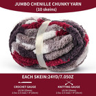 10 Pack Jumbo Chunky Yarn For Hand Knitting  Fluffy Variegated Chunky Chenille Y