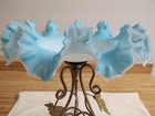 Vtg  Victorian Glass  Ruffled Bowl  Brass Stand Centerpiece 