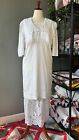 Vintage Jessica Mcclintock Lace Collar Victorian Linen Lawn Dress   Skirt Size M