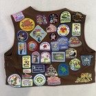 Vintage Girl Scouts Brown Vest Covered In Patches Greater St  Louis Size Large