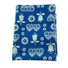 Nordic Desgin Fabric Blue And White 72 X 36 In  Piece Hearts Tulips