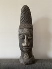 Antique Carving Queen Head African Tribal Art Benin Large 20    Mask Vntg