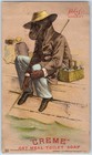 1881 Anthropomorphic Fishing Monkey Soap Trade Card Creme Oatmeal Sweet Home C59