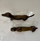Vintage Pair Of 2 Dachshund Brass Dog Figurines Photo Holder