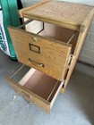 Vintage Industrial Mission Style Oak Wood Filing File Cabinet 2 Drawer Brass