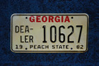 1982 Georgia Dealer License Plate