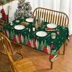Christmas Tablecloth 60   84 Inch Rectangular Christmas Trees Green Washable Table