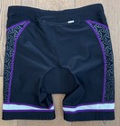 Tyr Competitor Women s Large Black Purple White 6  Tri Short W  Bike Amp Pad New