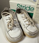 Vtg  Stride Rite Baby toddler Lace Up Shoes Cherub 3 E White Leather W box