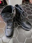 Xelement Black Leather Combat Boots Lace-up Side Zipper Round Toe 7 5