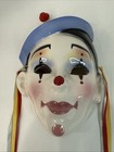 Vtg 1989 Clay Art Ceramic Clown Wall Mask Hand Painted W glossy Glazed Finish 