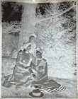 Antique Glass Plate Negative   Three Women Under A Tree Making Flower Garlands