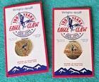 Two  2  Eagle Claw Hooks -  100 Years  Commemorative Lapel Pins - Fishing - Rare