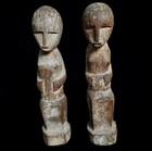 Baule Ancestor Couple Statue 9  African Tribal Fetish Kaolin Wood Sculpture