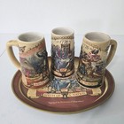 Vintage Miller Draft-birth Of A Nation Beer Steins  Set Of 3  91-93  With Tray