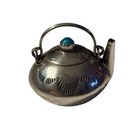 Vtg Navajo Tea Pot Elizabeth Whitman Sterling Silver Kettle Turquoise Mini Decor