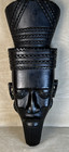 Vintage Decorative African Mask Ghana Hand Carved Ebony Wood Wall Sculpture Art