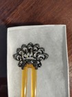 Antique Pair Sterling Silver  Celuloide Ornate Hair  Picks