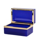 Antique French Opaline Glass Cobalt Blue Brass Trinket Casket Box
