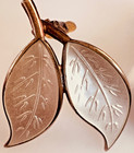 Vintage David Anderson Norway Enameled 1 1 2  Leaf Earrings Sterling  Excellent