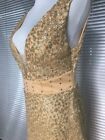 Women s Sequin Prom Party Ball Gown Gold Evening Long Dress