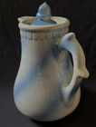 Rare Antique Blue   White Swirl Coffee Pot Stoneware Vintage Pottery C 1900-1949