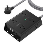 New Surge Protector Power Strip 8 Outlets 4 Usb Ports 5ft Flat Plug Wall Mount