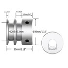 Aluminum Double Groove Pulley 30mm Od 11mm Bore Vshape For 6mm 1 4  Belt