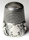 Antique Simons Bros  Sterling Silver Thimble     cupid     Cherubs   Flowers  C1910s