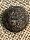 Excellent Dug Gold Civil War Michigan State Seal Button Goddard  bro Backmark 