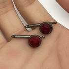 Antique Set Of 2 Early 1900s Tuxedo Buttons Studs - Genuine Amethyst - Sawtooth