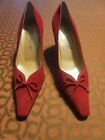 Vintage St  John Red Suede Pumps Size 8 High Heels Shoes Classics