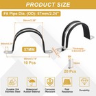 10pcs 57mm 2-1 4   Cable Clamp Rubber Coated Cushion Pipe Clamps Black