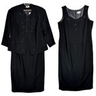 Vintage 2 Pc Beaded Jacket Maxi Dress Set Plus Size 20w Sequins Black Tie Formal