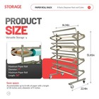 Paper Roll Dispenser Stand Supports Up To 8 Rolls With Integrated Cutting Guide