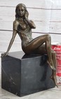 Bronze Sculpture Signed Original Abstract Nude Female Modern Statue Figurine Art