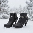 Women 2pcs Silver Metal Boot Chain Bracelet Shoe Anklet H Charm Set Gift Present