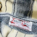 Vintage Casa De Lana Wool Jacket Hooded Striped Mid Length Overcoat Cream Grey
