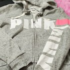 Pink Victoria s Secret Women s Gray Hoodie Zip   Sweatpants Set M