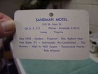 Vintage Sandman Motel Trade Business Card Luray Va Virginia