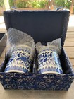 New In Brocade Box Blue And White Tea Cups With Lids Set Of 2