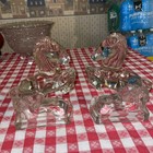 Excellent Vintage 1940s Le Smith Crystal Glass Clear Rearing Horse Bookend Pair 